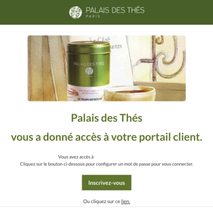 Palais des Thés - Ouverture compte portail client